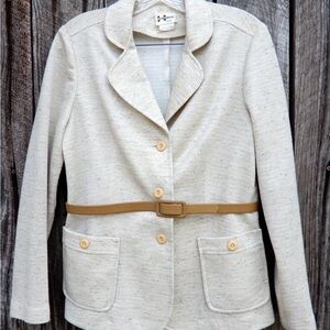 Chic Cream Blazer with Tan Belt